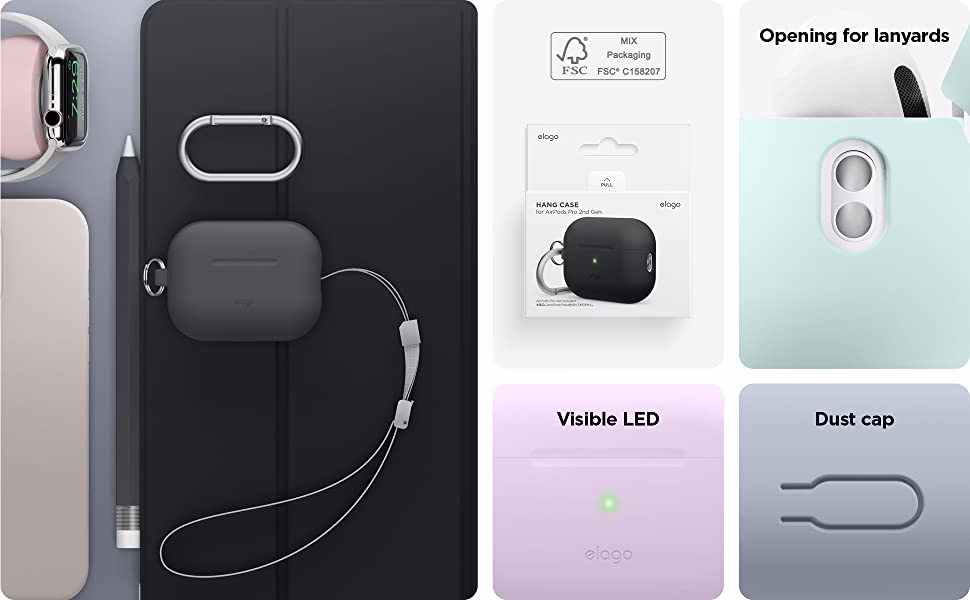Чохол Elago Silicone Hang Case Pastel Green для Airpods Pro 2nd Gen (EAPP2SC-HANG-PGR)